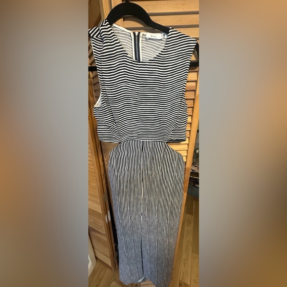 A.L.C. Black and White Striped Maxi Dress - Picture 3 of 5
